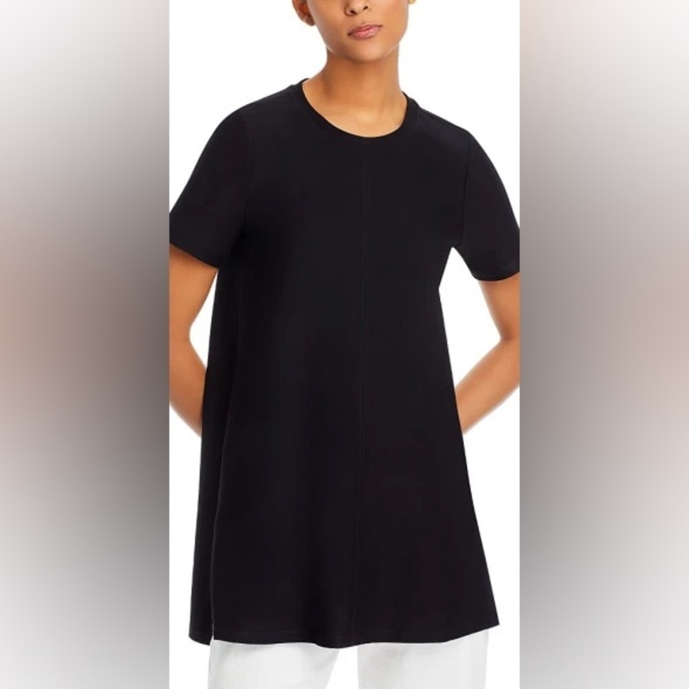 NWOT - Eileen Fisher Black Crew Neck Tunic - Size XXS
